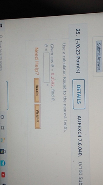 find 0 round to tenth Submit Answer 25. [-/0.23