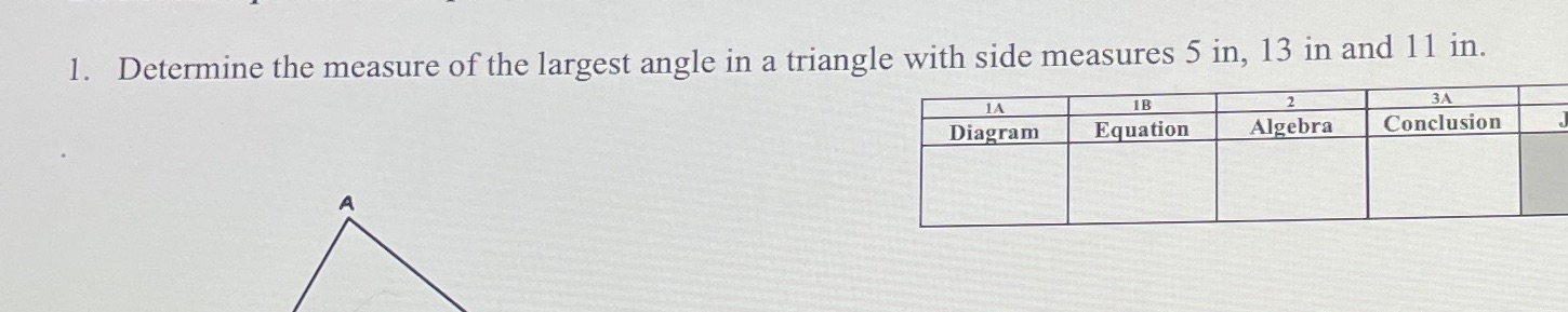 1. Determine the measure of the largest angle in
