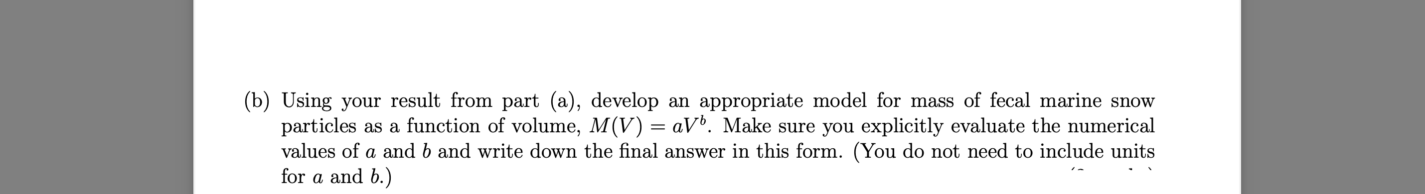(b) Using your result from part (a), develop an