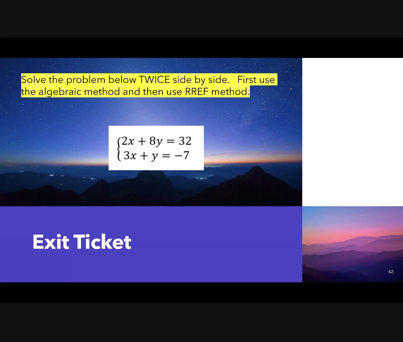 Solve the problem below TWICE side by side. First