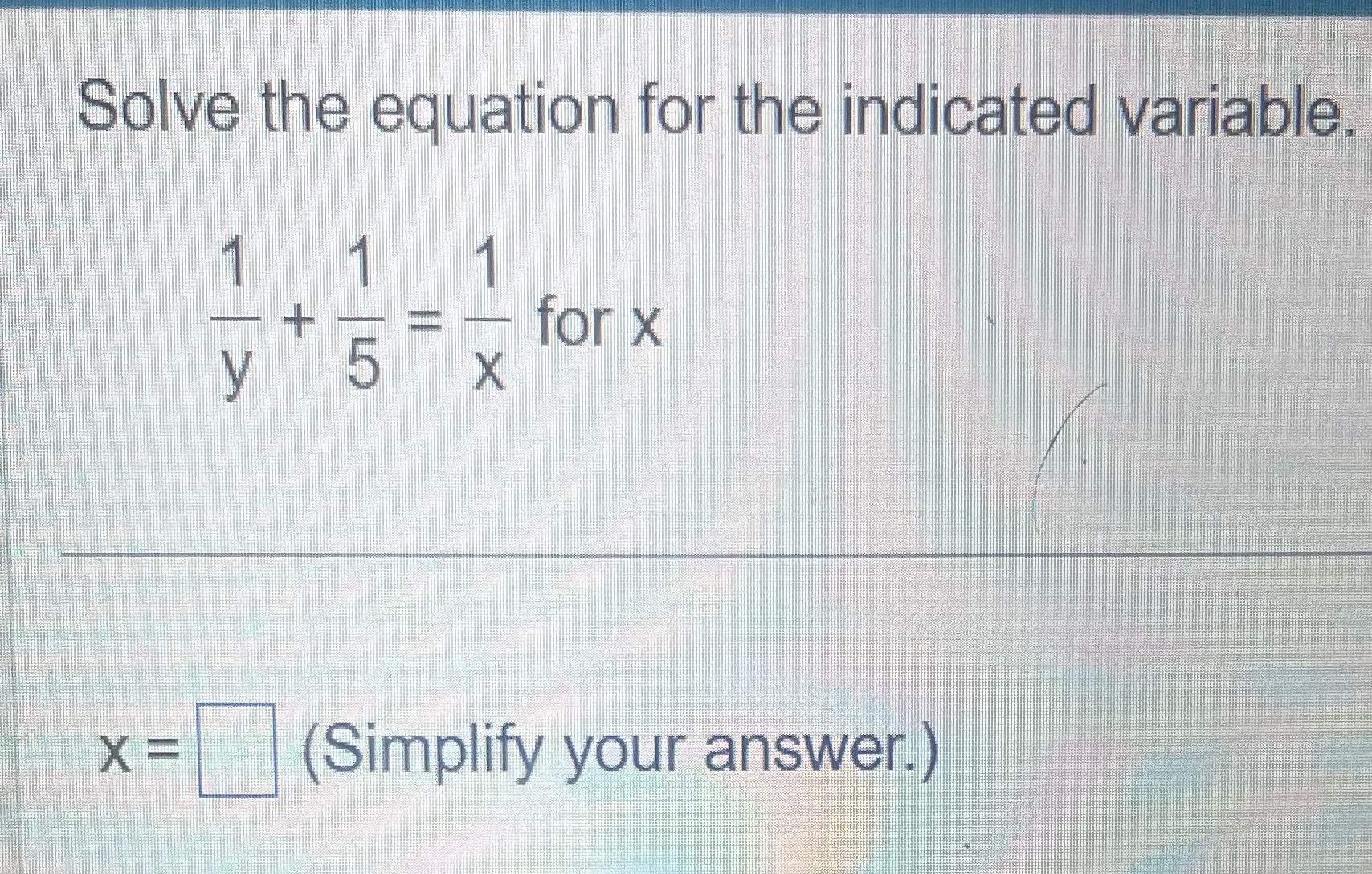 Solve the equation for the indicated variable.