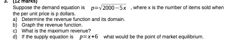 :1. [1: meme; Suppose the demand equation is