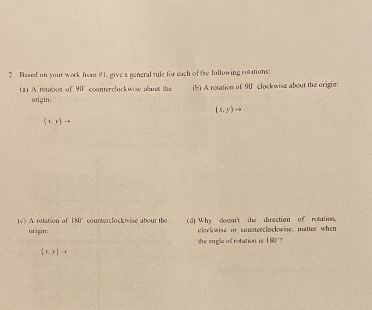 2. Based on your work from #1. give a general