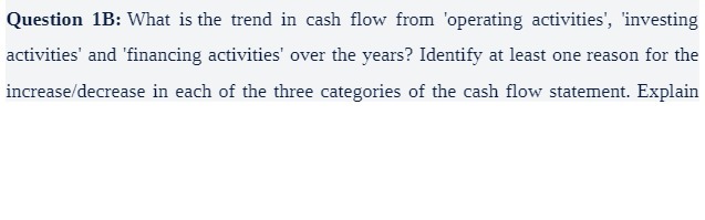 Question 1B: What is the trend in cash flow from
