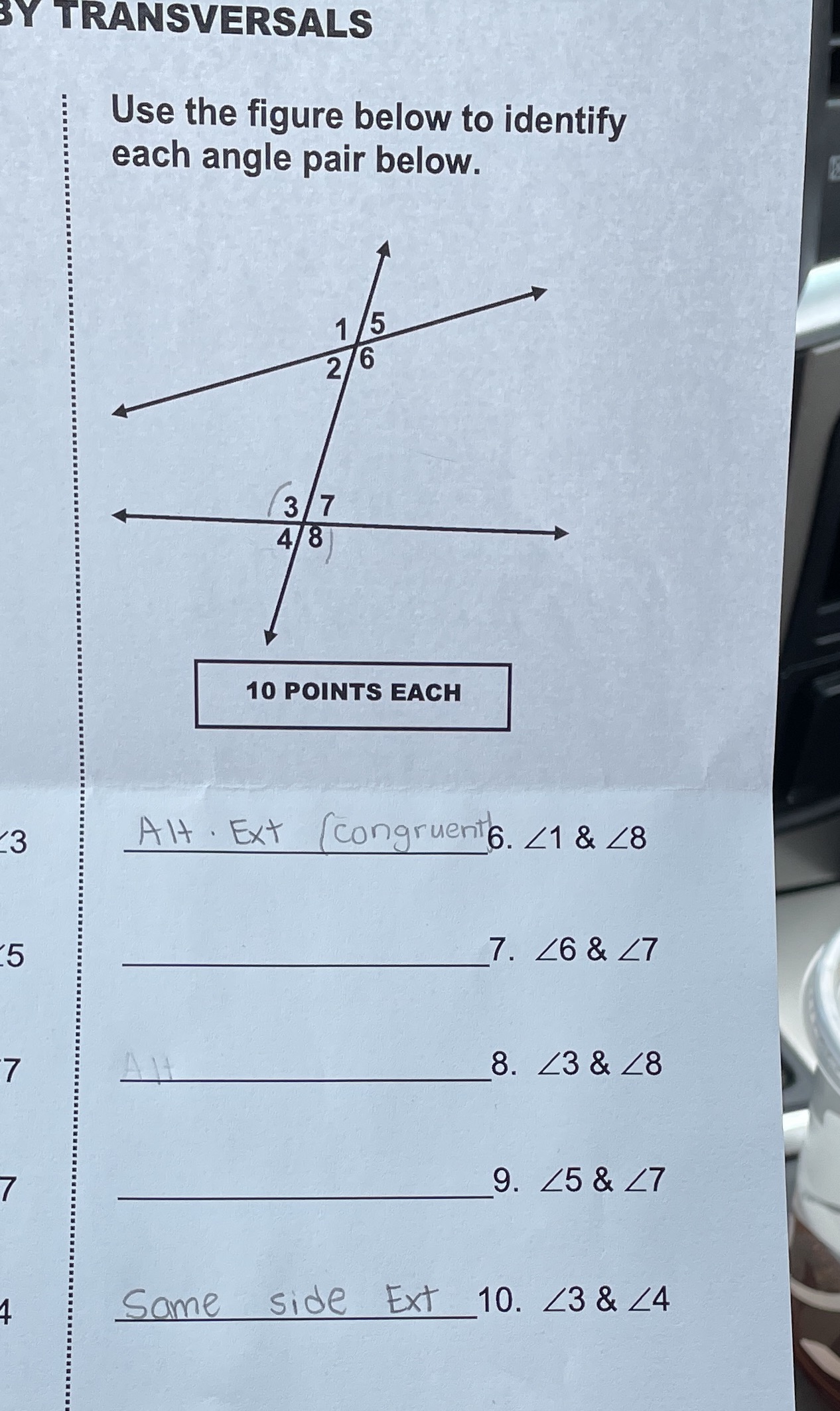 Please help BY TRANSVERSALS Use the figure below