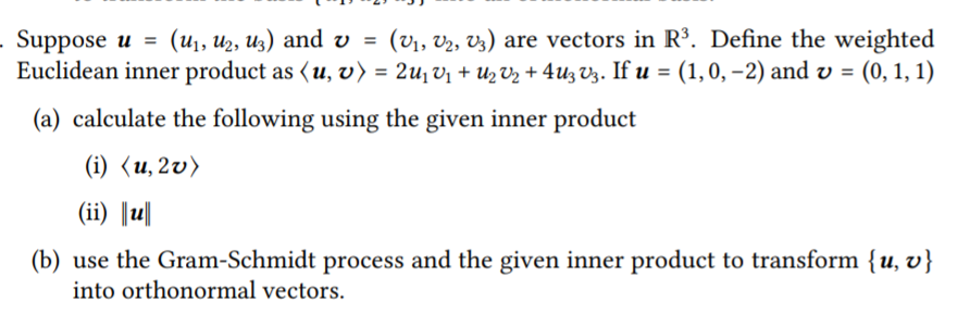 Suppose u = (U1, U2, u3) and v = (1, V2, U3) are