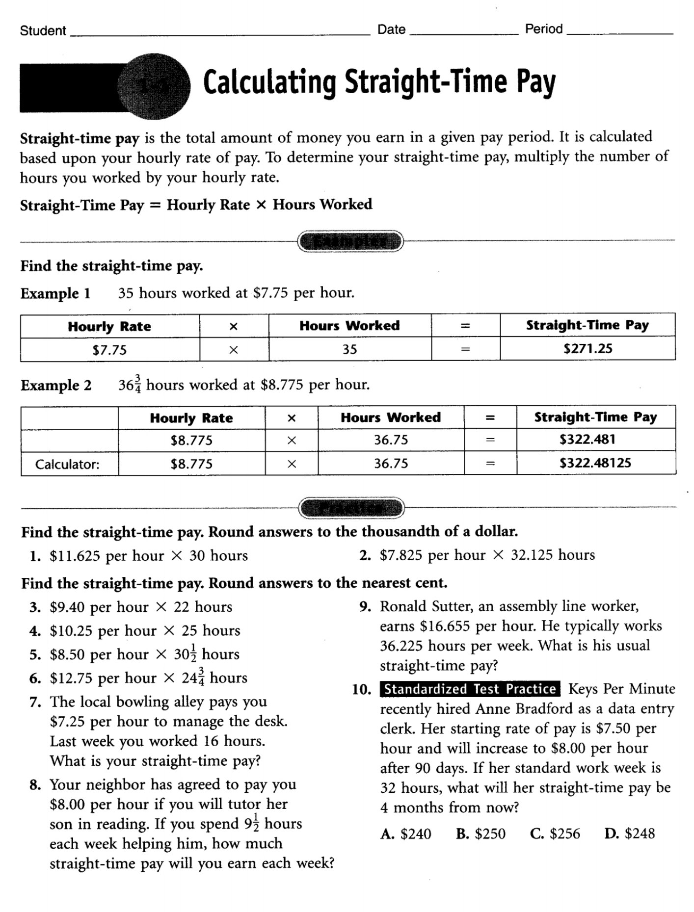 as soon as possible Student Date Period