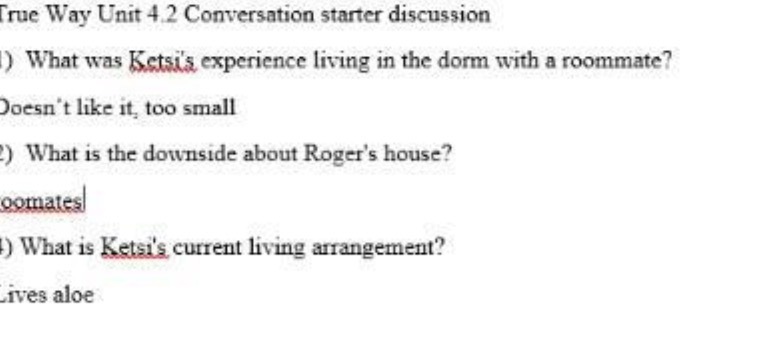 True Way Unit 4.2 Conversation starter discussion