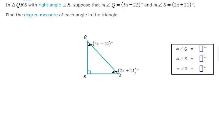 In A QRS with right angle _ R, suppose that m ZO