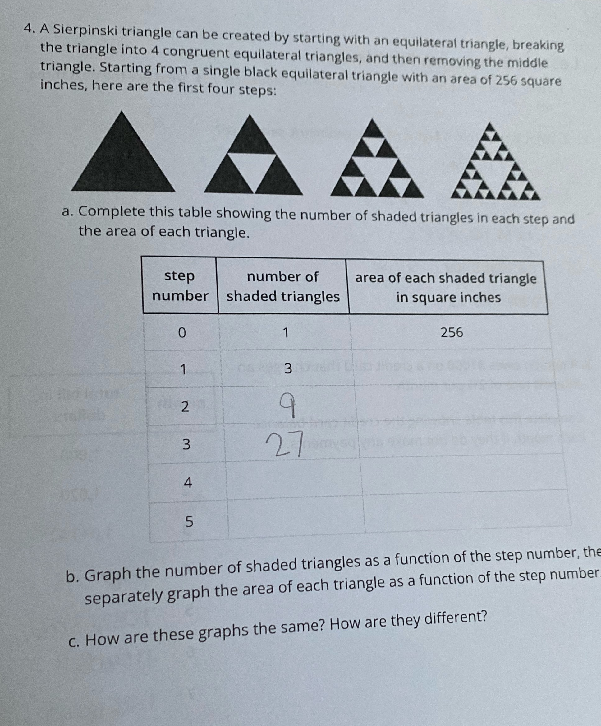 I need help with this please? 4. A Sierpinski