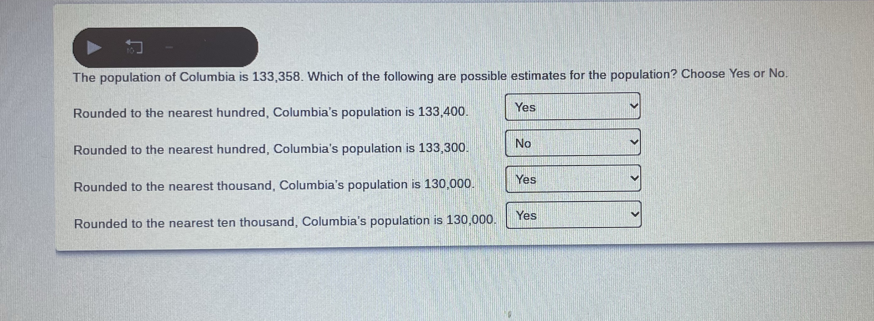 4 grade math The population of Columbia is