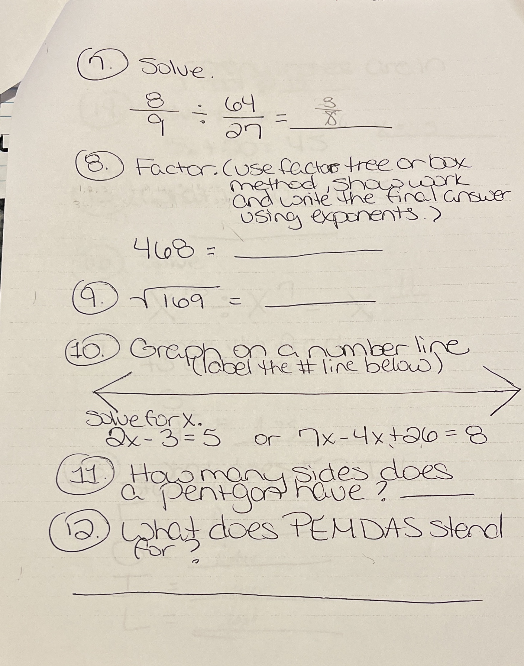 (n . Solve. 4 an = 8 . Factor. (use factor tree