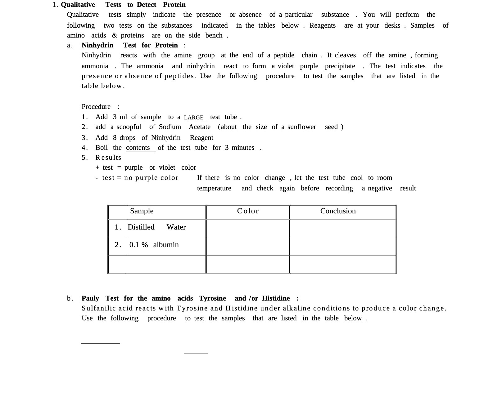 1. Qualitative Tests to Detect Pmtein Qualitative