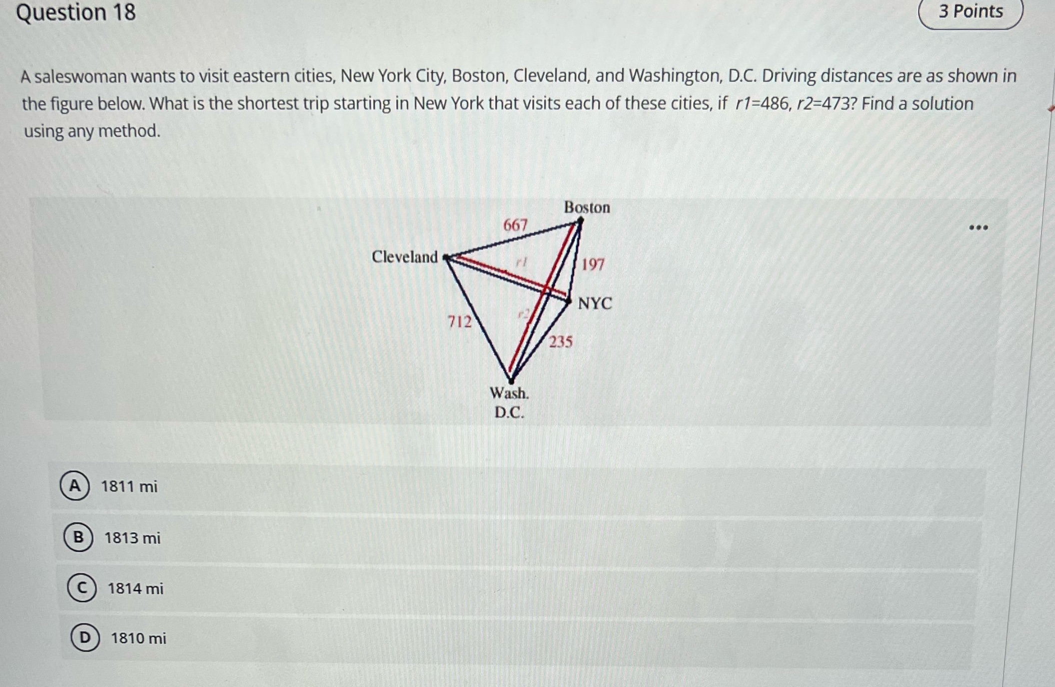 Question 18 3 Points A saleswoman wants to visit