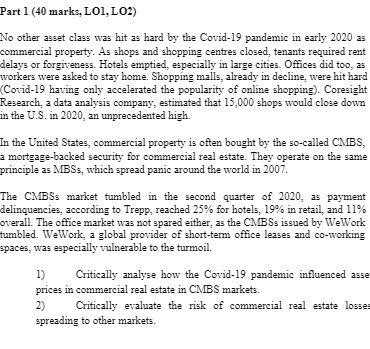 Part 1 (40 marks, LO1, LO!) No other asset class
