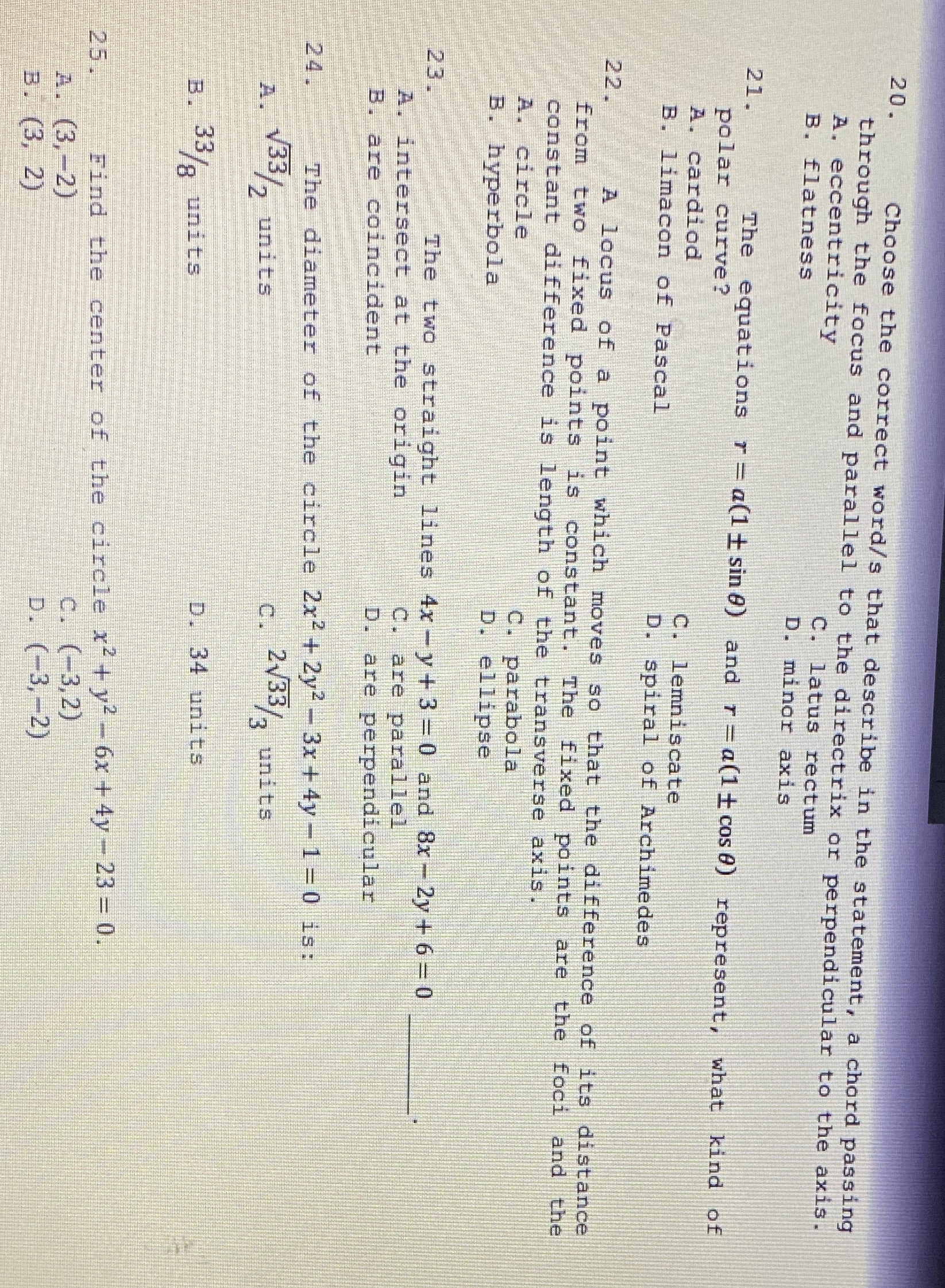 This is analytic geometry. I need help asap.