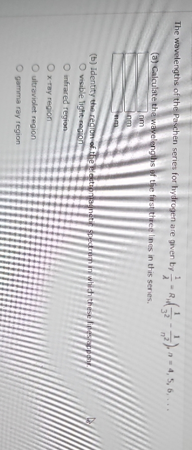 apologies for the blurriness The wavelengths of