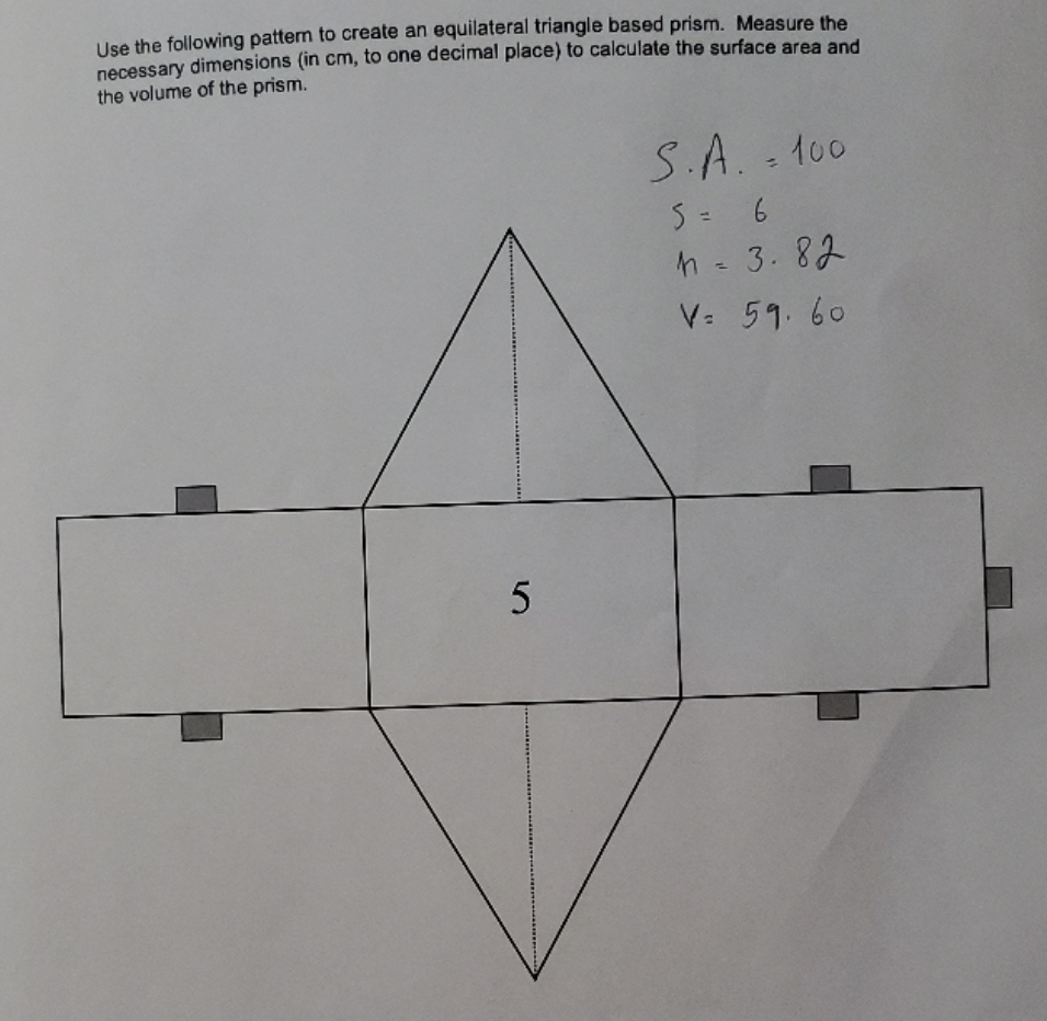 Triangular prism pattern Use the following