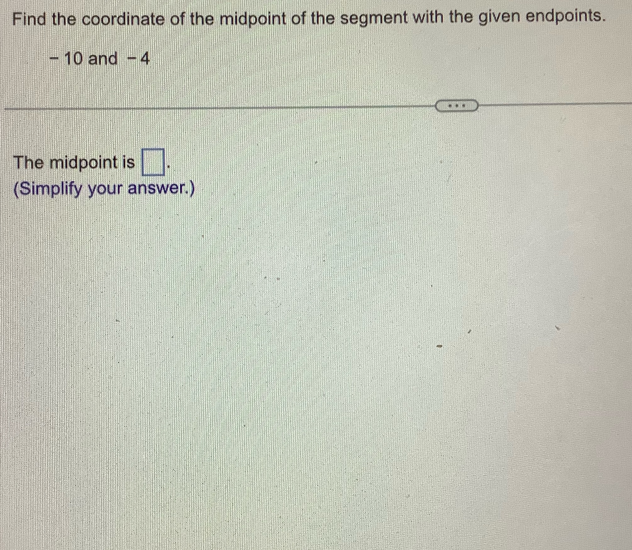 Find the coordinate of the midpoint of the