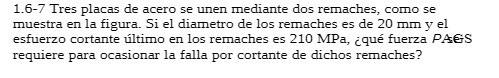 1.6-7 Tres placas de acero se unen mediante dos