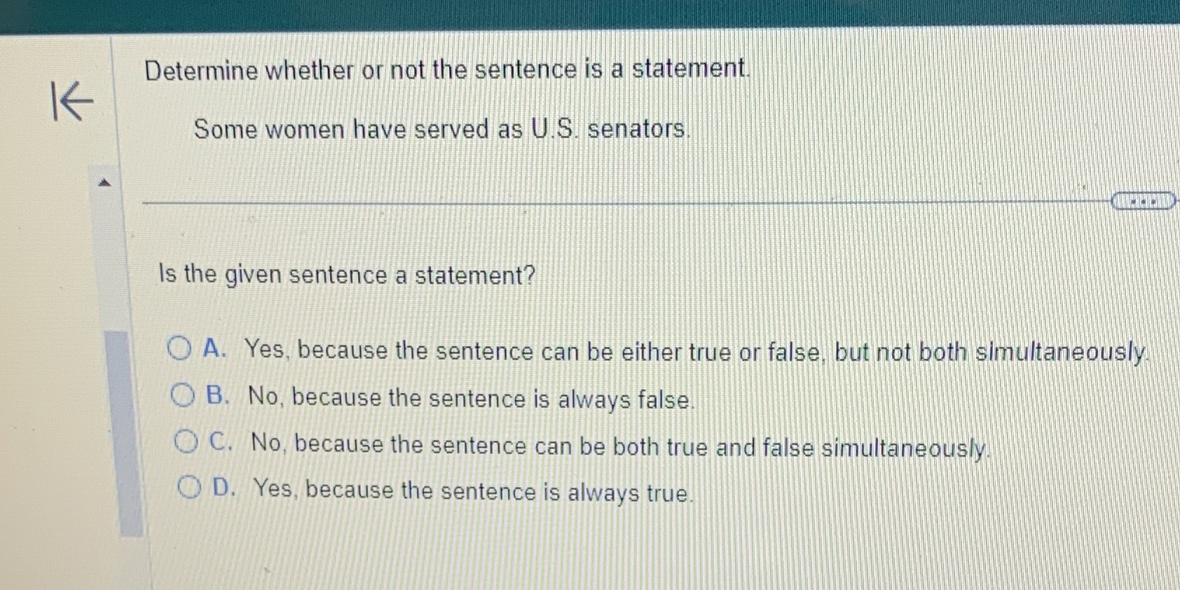 Determine whether or not the sentence is a