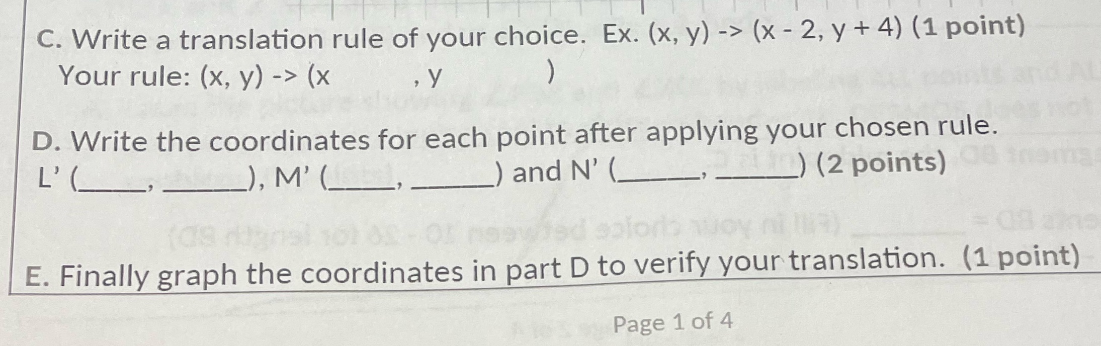 C. Write a translation rule of your choice. Ex.