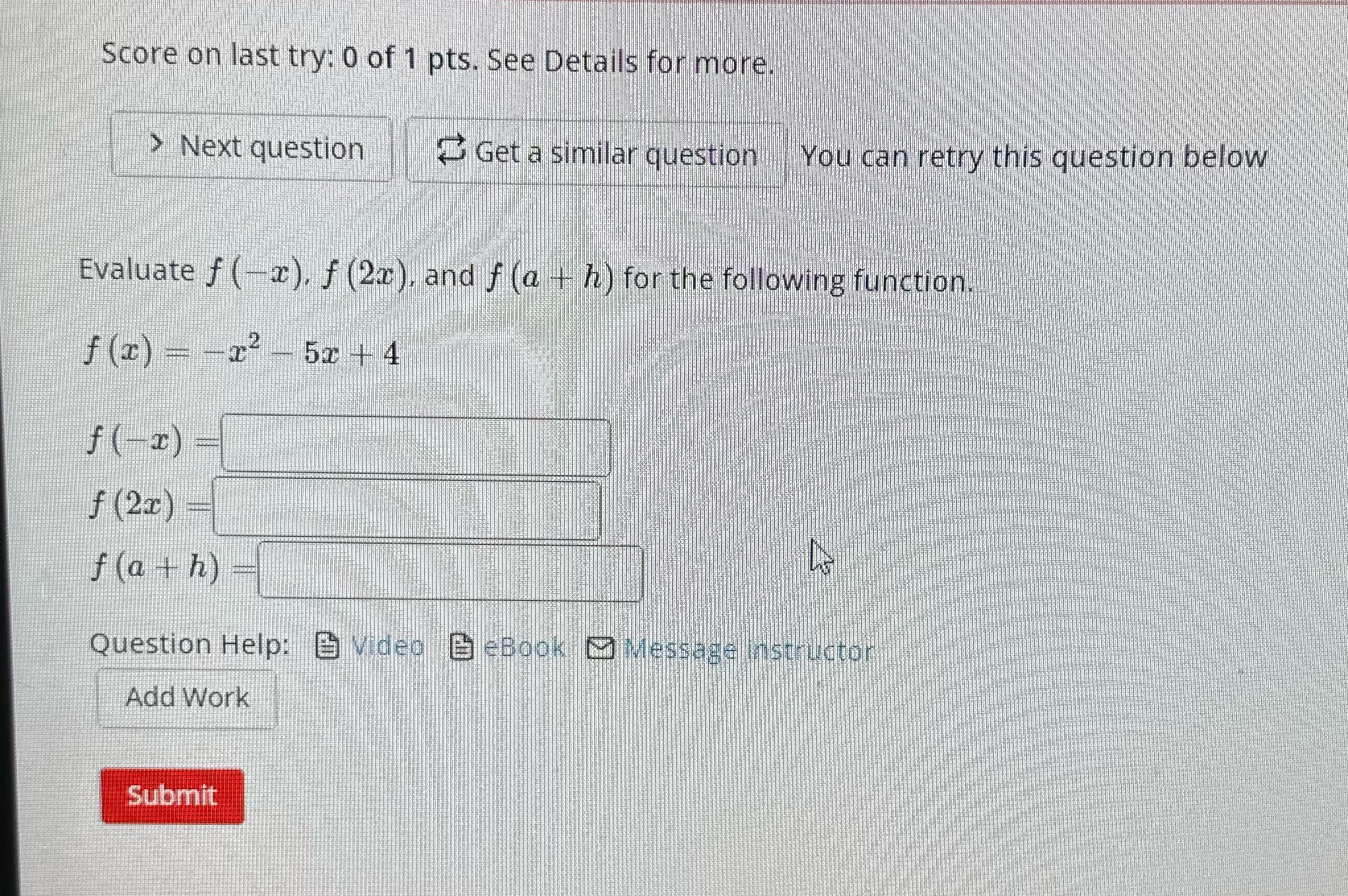 Score on last try: 0 of 1 pts. See Details for