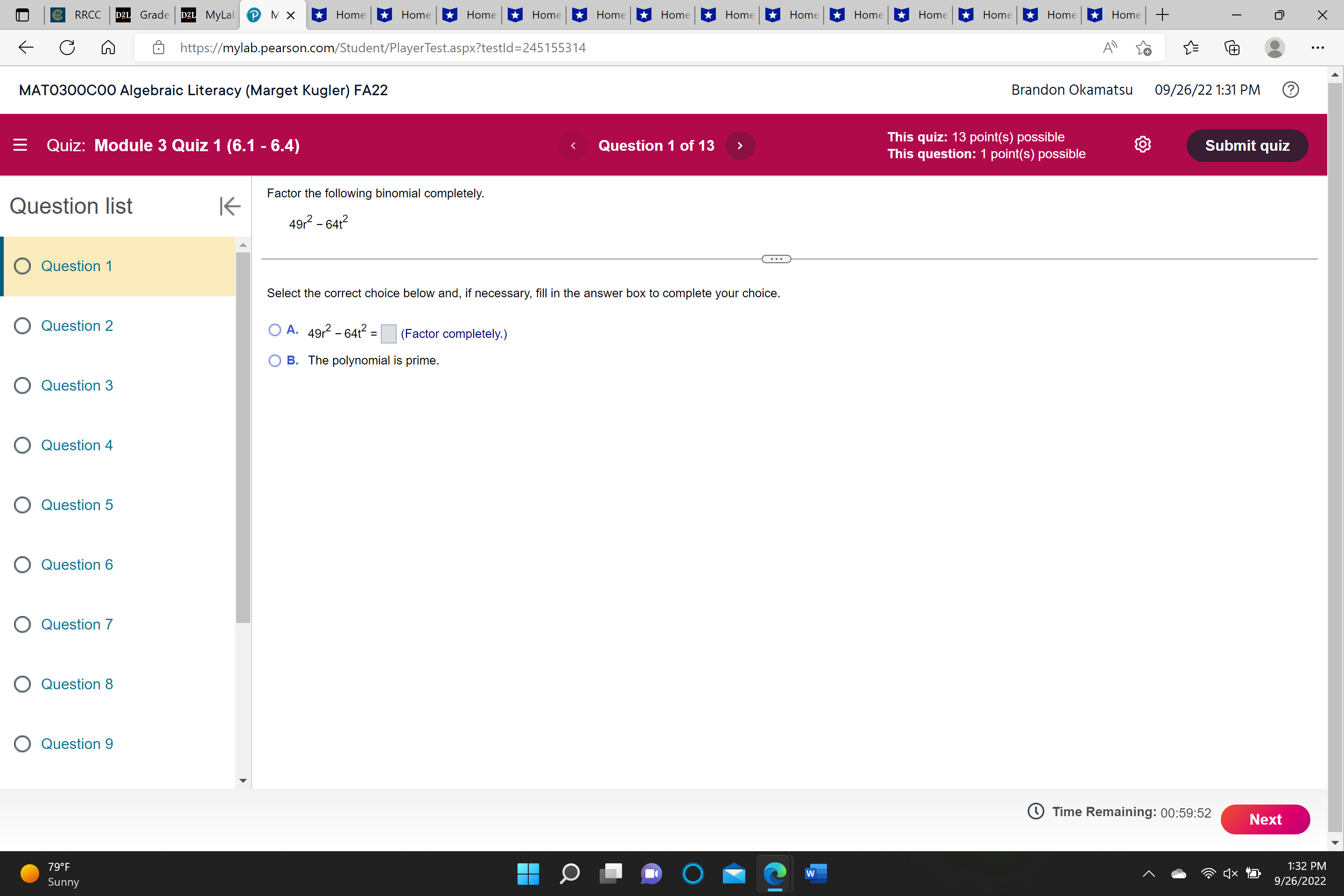 @ RRCC D2L Grade D2L MyLat @ N X| Home * Home *