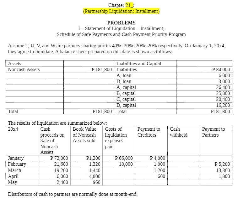 Chapter 21_: (Partnership Liquidation: