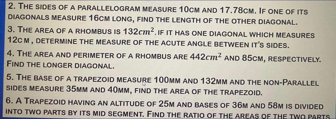 3, 4, and 6 only 2. THE SIDES OF A PARALLELDGRAM