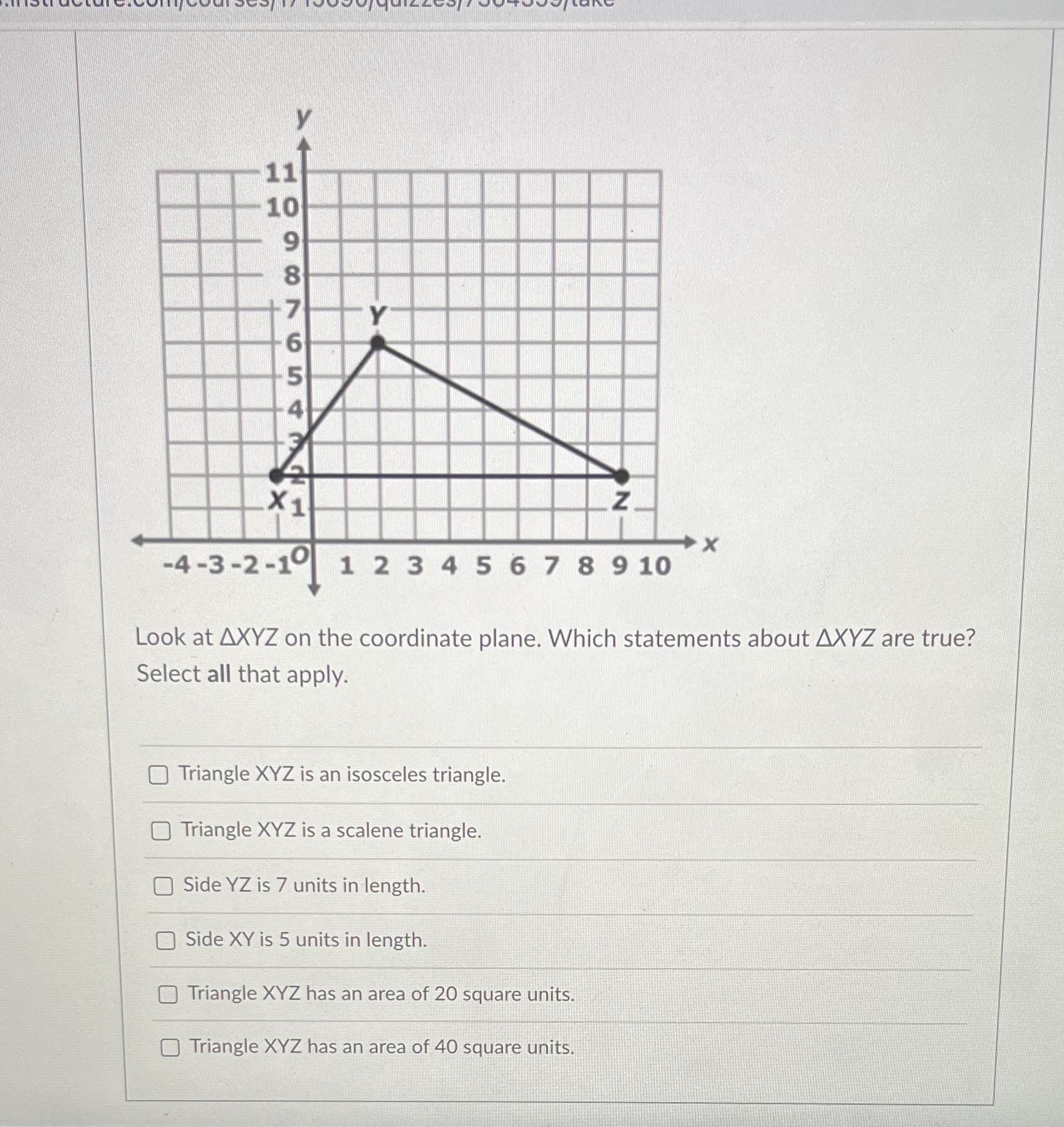 X -4-3-2-10 1 2 3 4 5 6 7 8 9 10 Look at AXYZ on