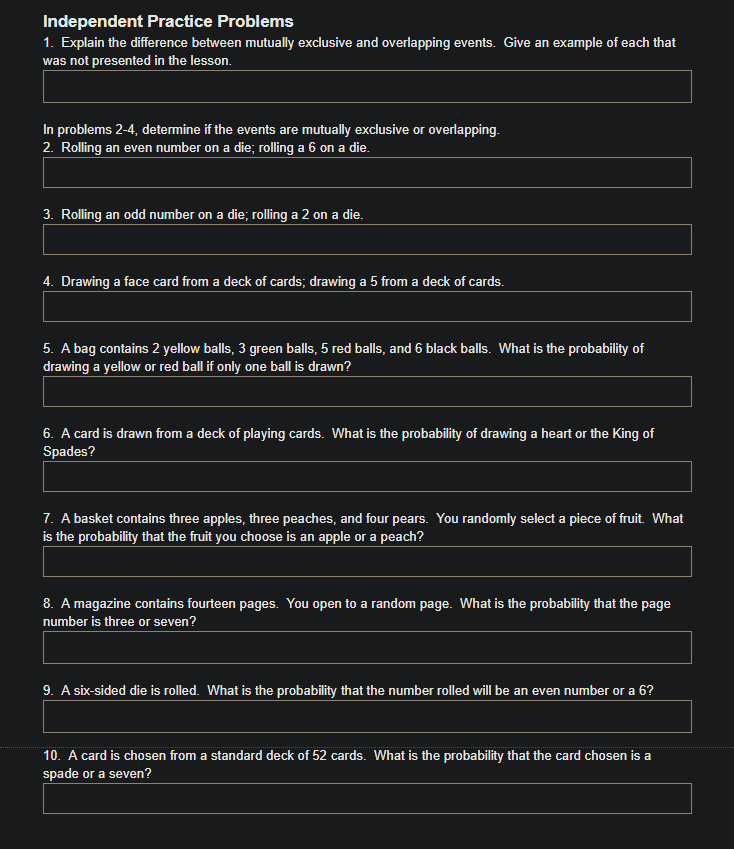 Independent Practice Problems 1. Explain the