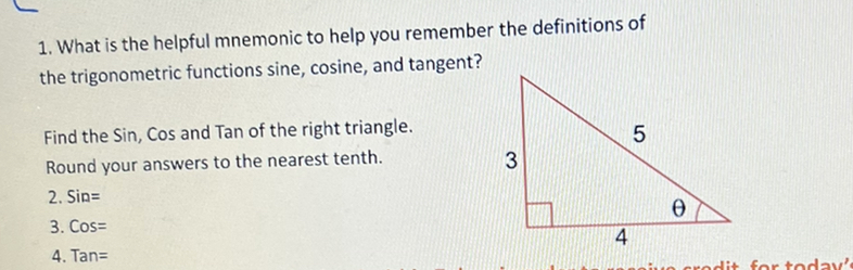 1. What is the helpful mnemonic to help you
