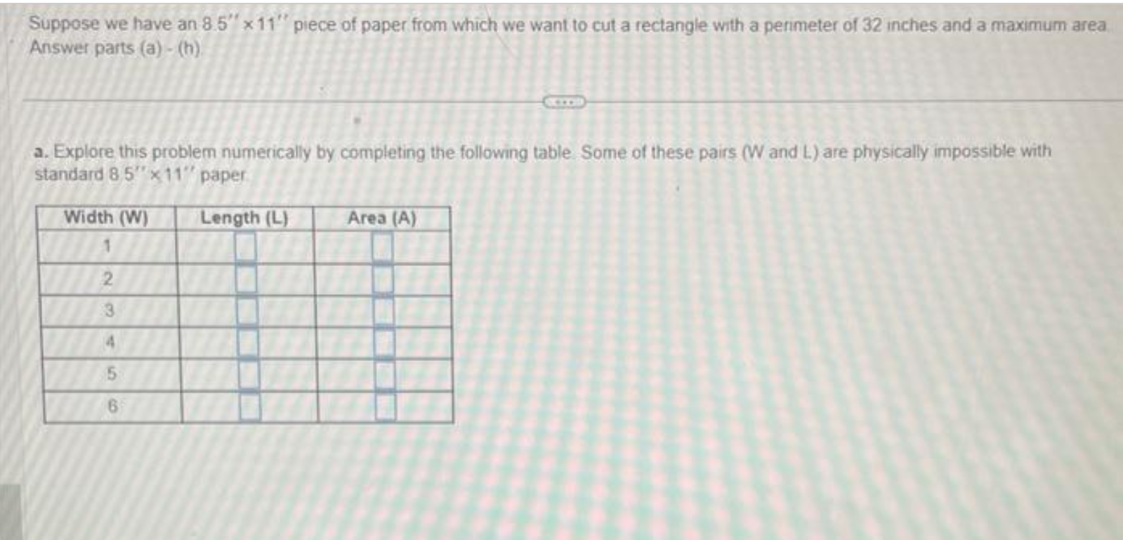 Suppose we have an 8.5" x 11" piece of paper from