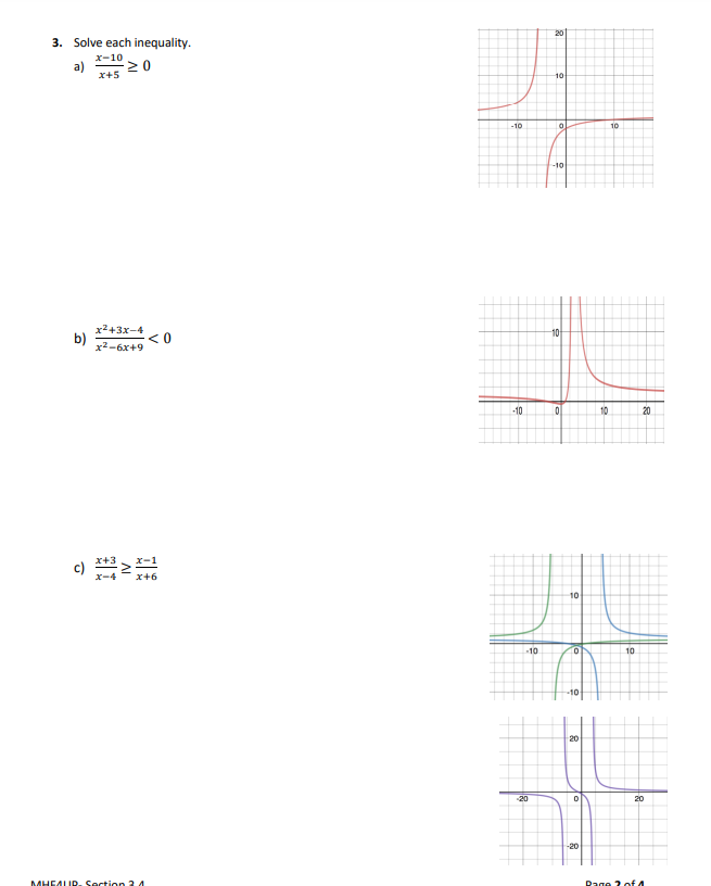 Solving Rational Equations and Inequalities Date