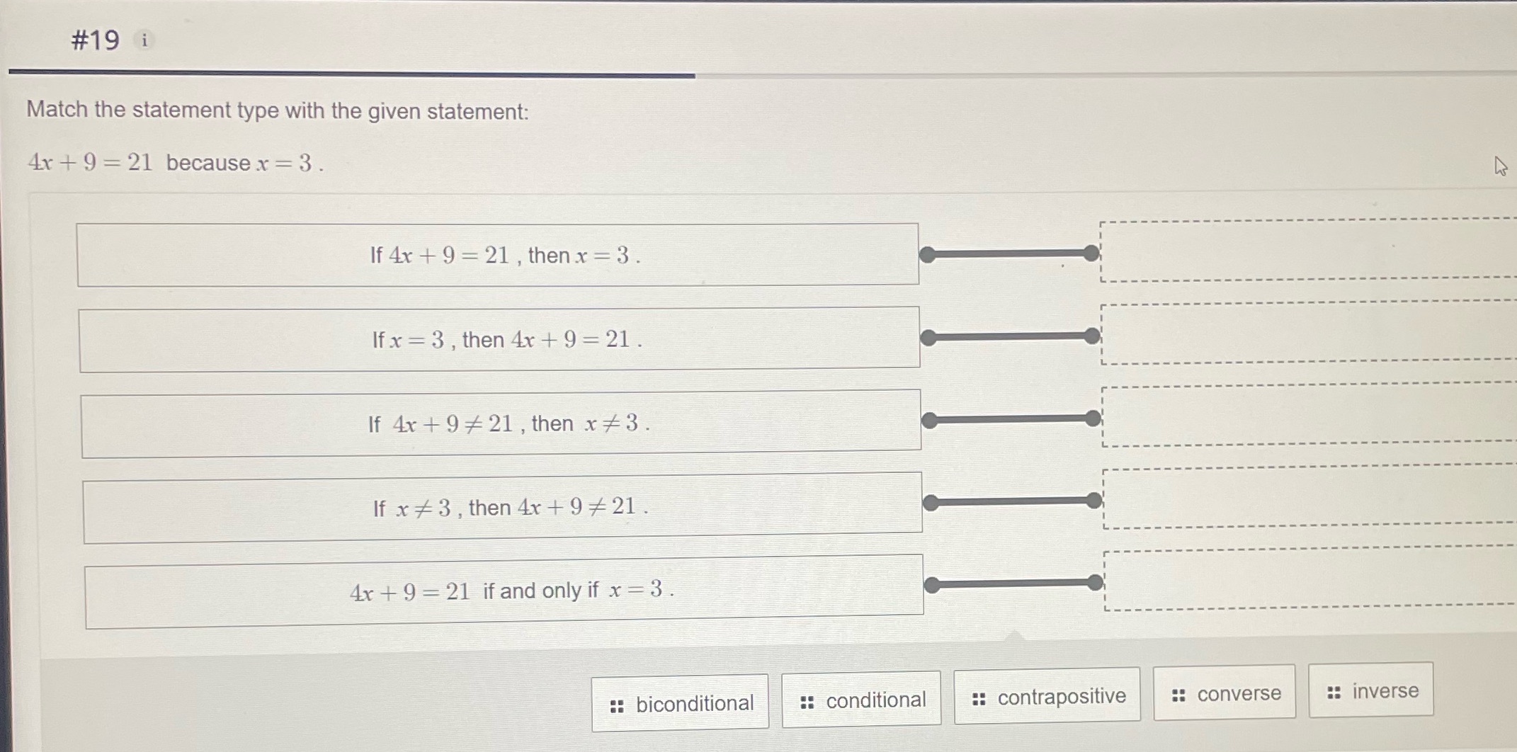 #19 i Match the statement type with the given