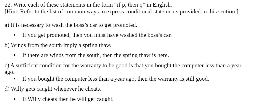 22. Write each of these statements in the form