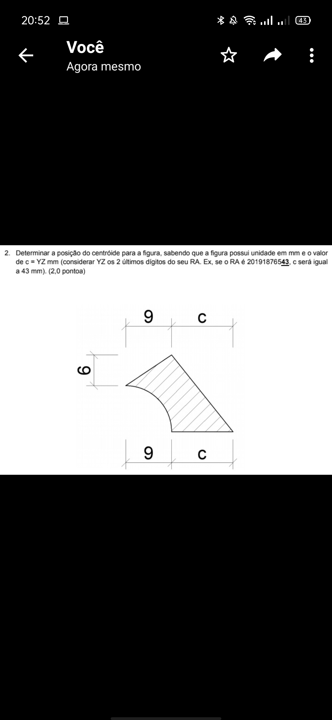 C= 86mm utilizar milmetro (mm) 20:52 Q Voce . . .