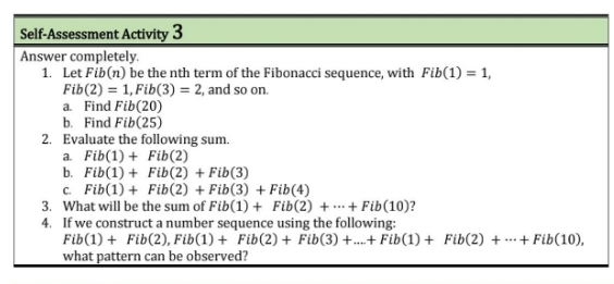 Mathematics In The Modern World Self-Assessment