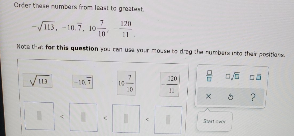 from least to greatest Order these numbers from