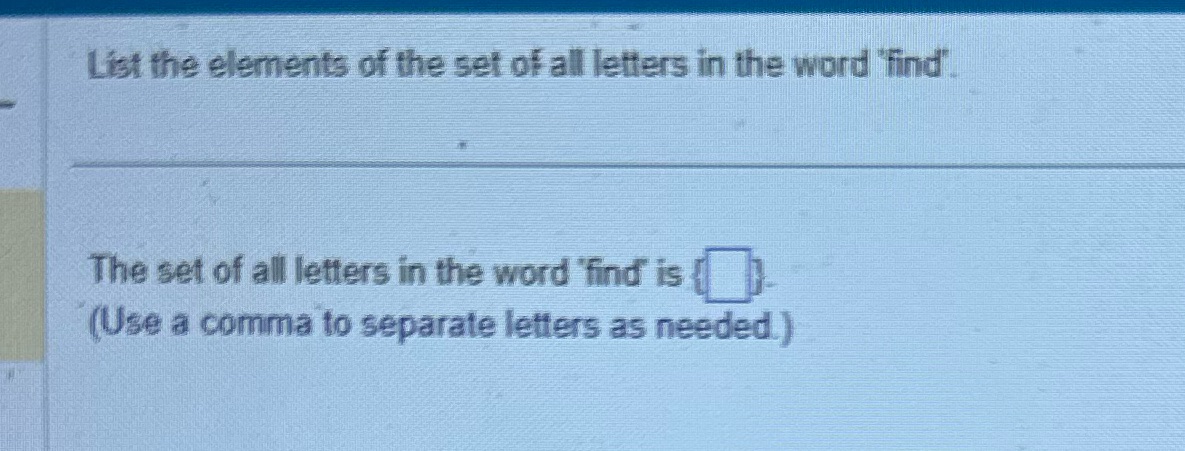 List the elements of the set of all letters in