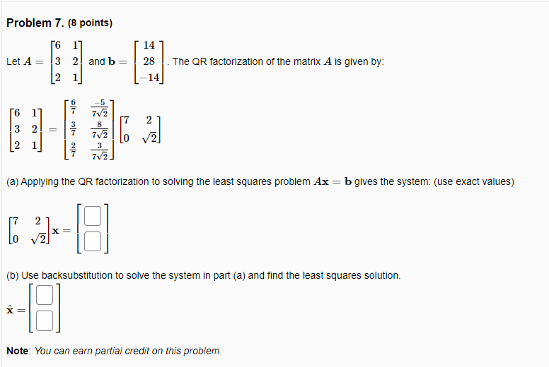 7 Linear algebra Final answer only( no