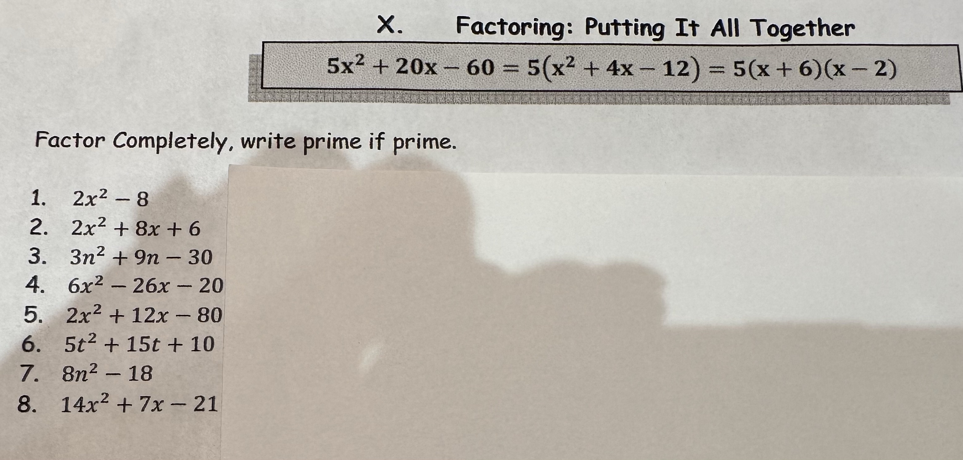 Please answer questions 1-8. Thank you! X.