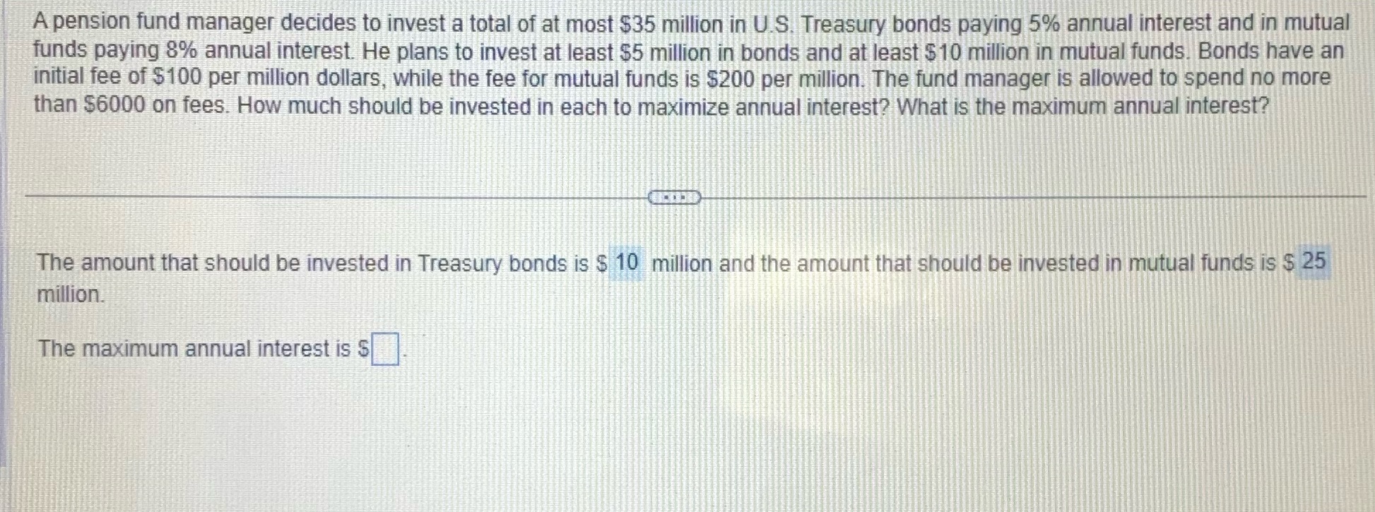 The maximum annual interest is? A pension fund