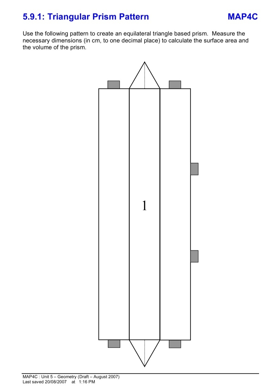 Triangular Prism Pattern 5.9.1: Triangular Prism