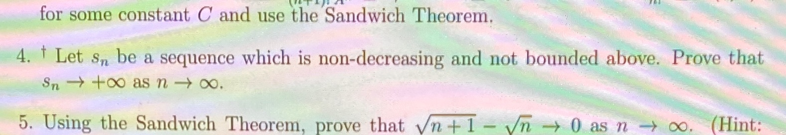 No.4 thx for some constant C and use the Sandwich