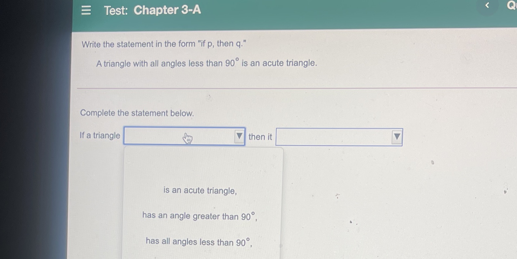 Test: Chapter 3-A Write the statement in the form