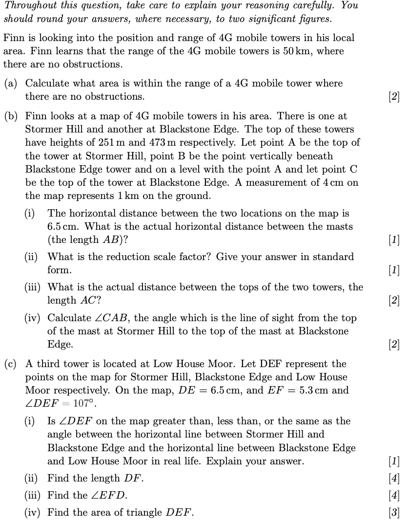 Throughout this question, take care to explain