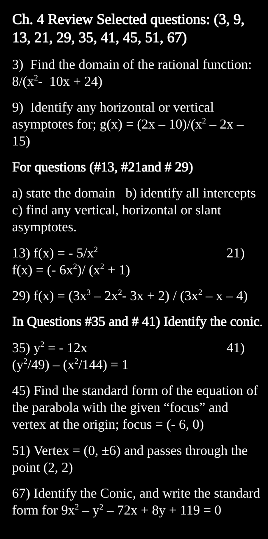 please can someone help me with these Ch. 4