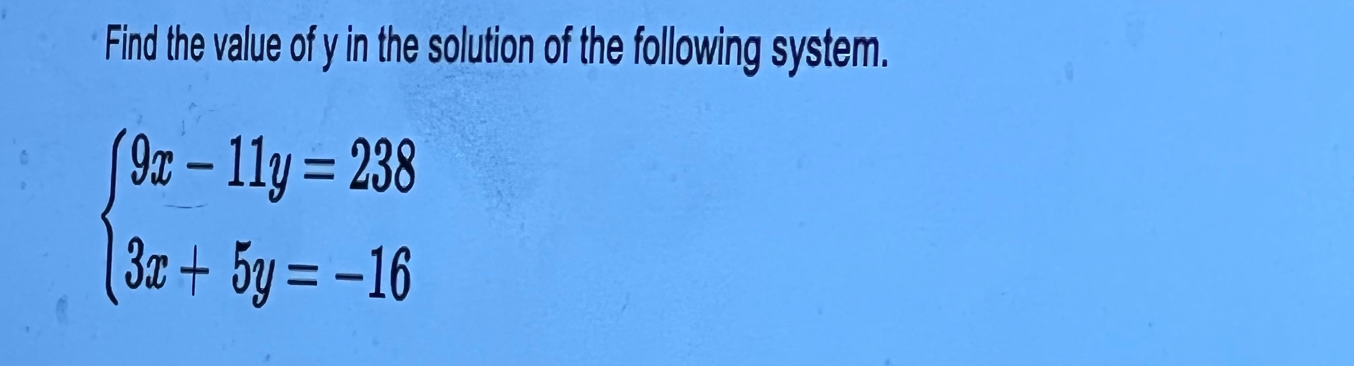 Find the value of y in the solution of the